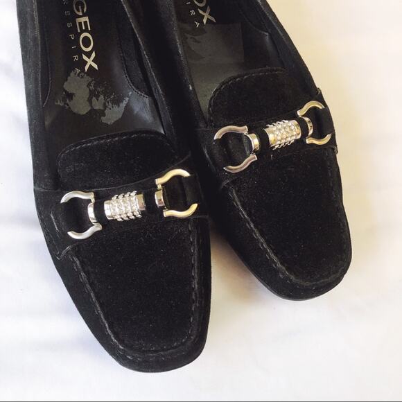 Geox Black Suede Respira Loafers with Metal Detail - Picture 7 of 7